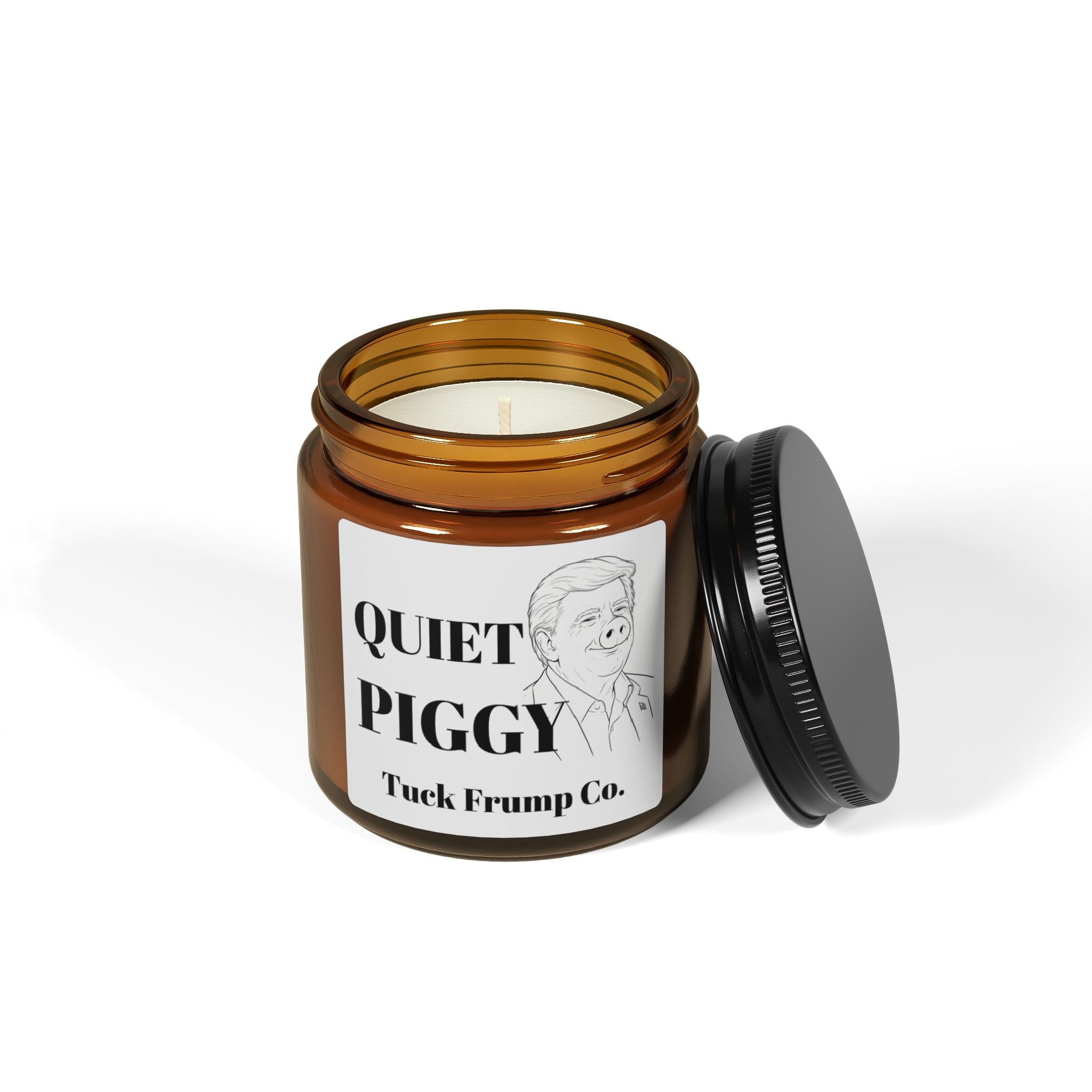Scented Soy Candle — "Quiet Piggy" Amber Jar (Novelty Political Parody)