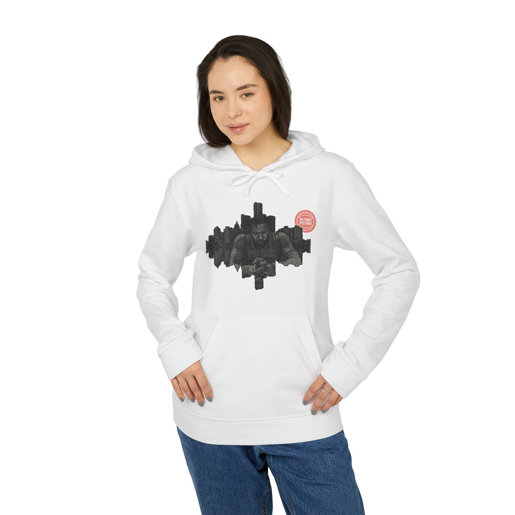City Skyline Heart Hoodie — Urban Soundwave Graphic Fleece Hoodie