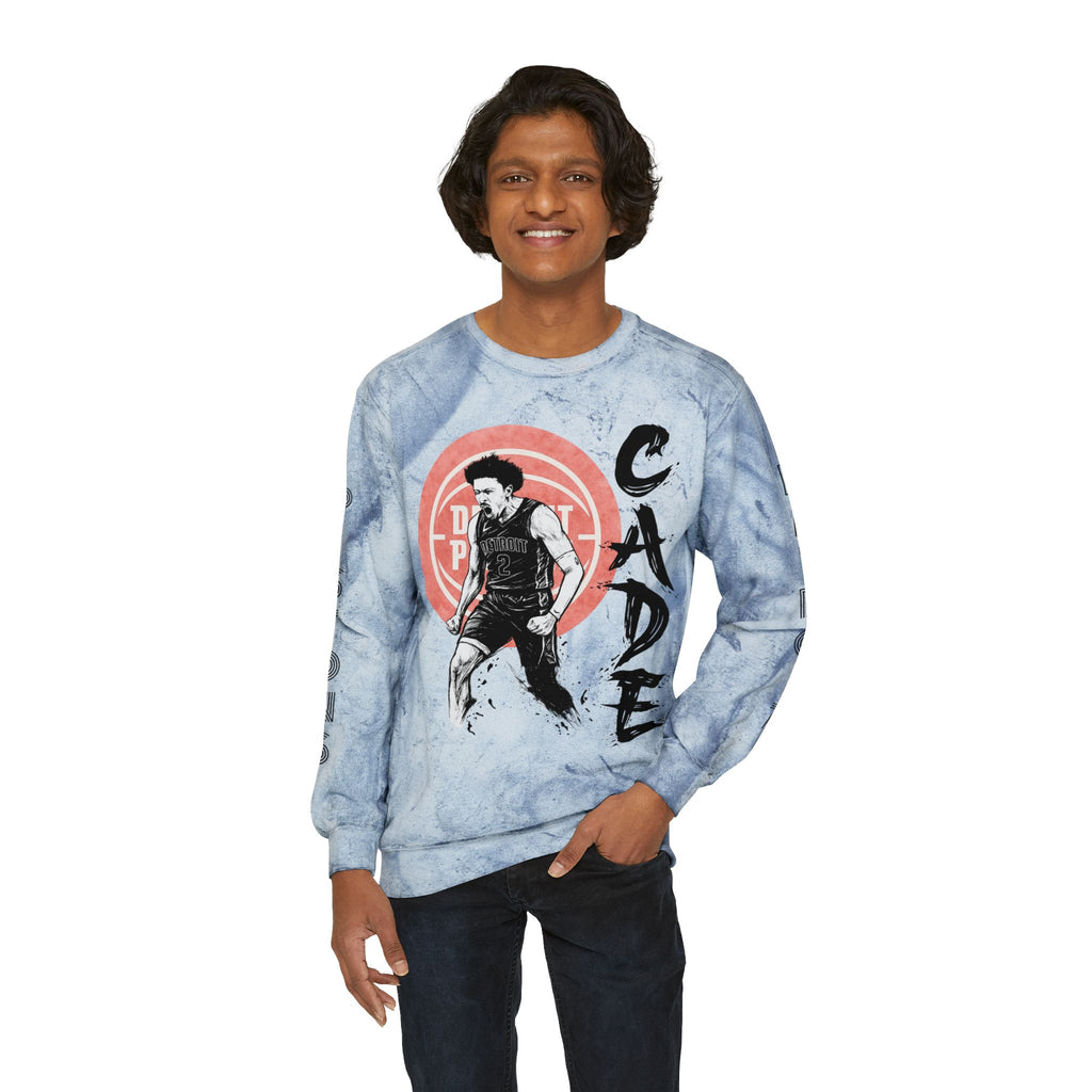 Retro Detroit Cade Pistons Tie-Dye Crewneck Sweatshirt