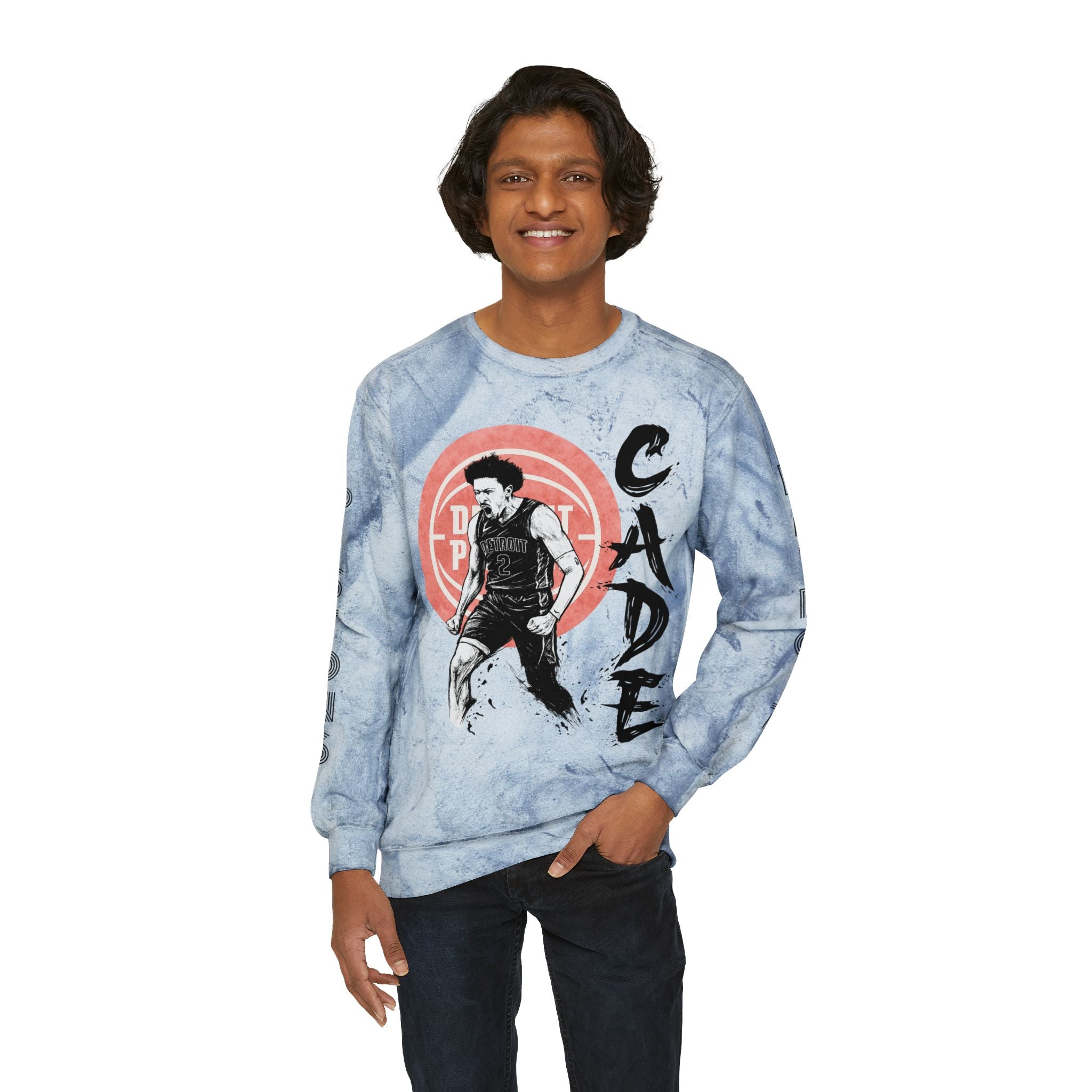 Retro Detroit Cade Pistons Tie-Dye Crewneck Sweatshirt