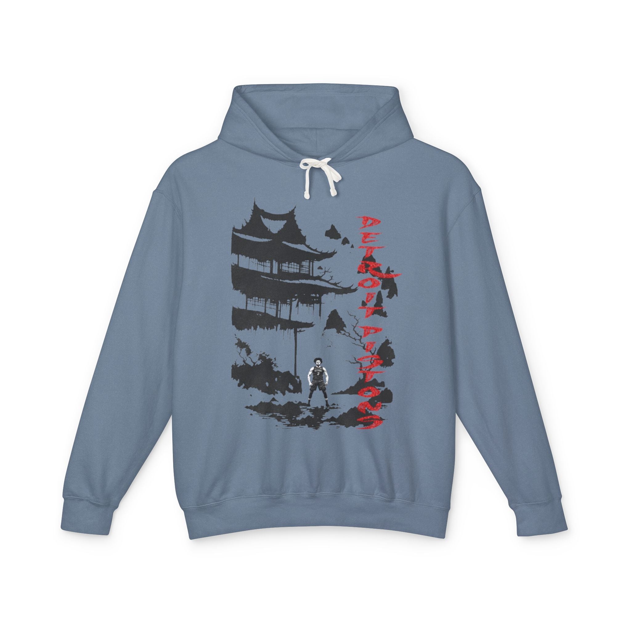 Samurai Pagoda Hoodie — Japanese Ink Art Hoodie with 'DEATH OR GLORY' Vertical Script