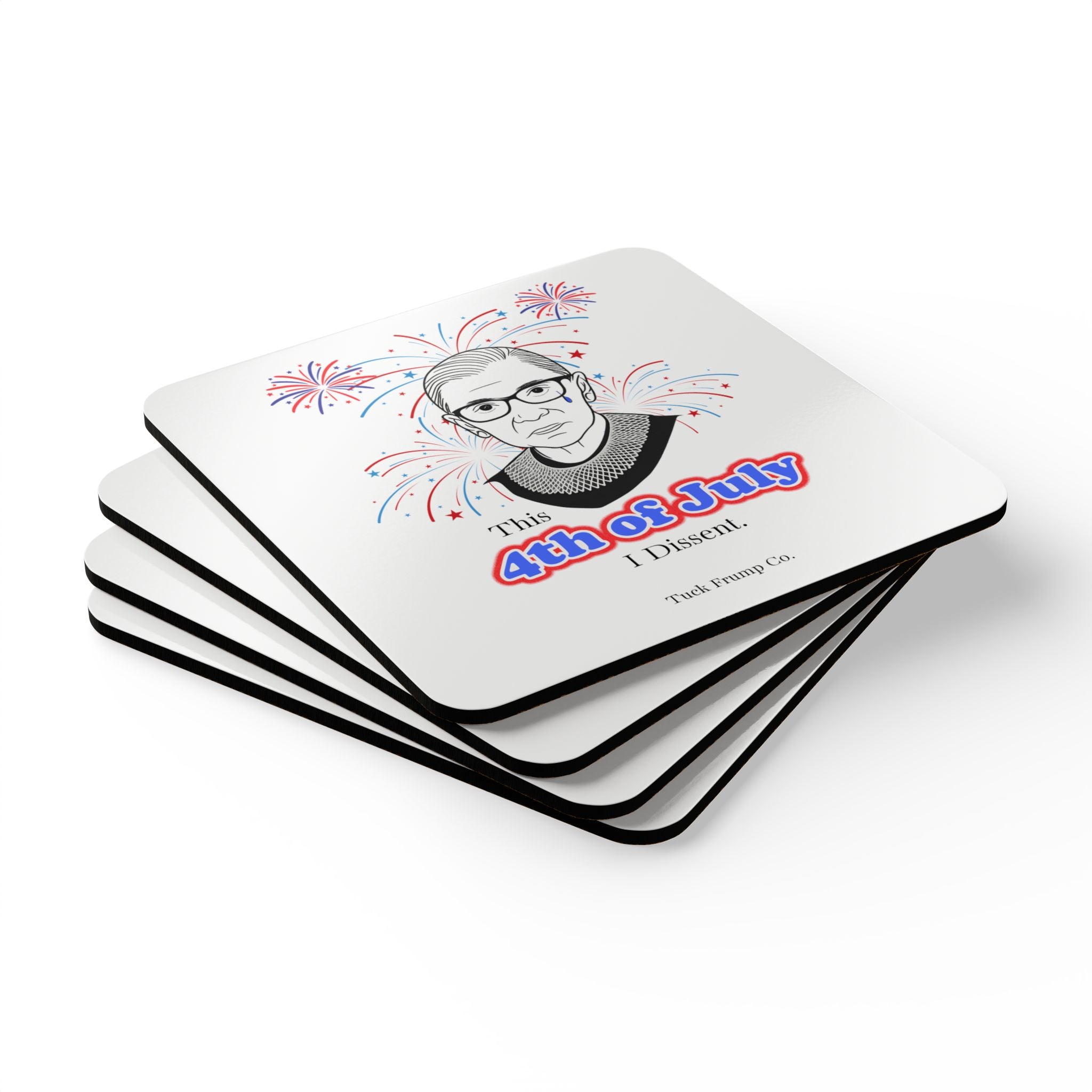 ⚖️ RBG “I Dissent” Cork Coaster Set – 4-Pack