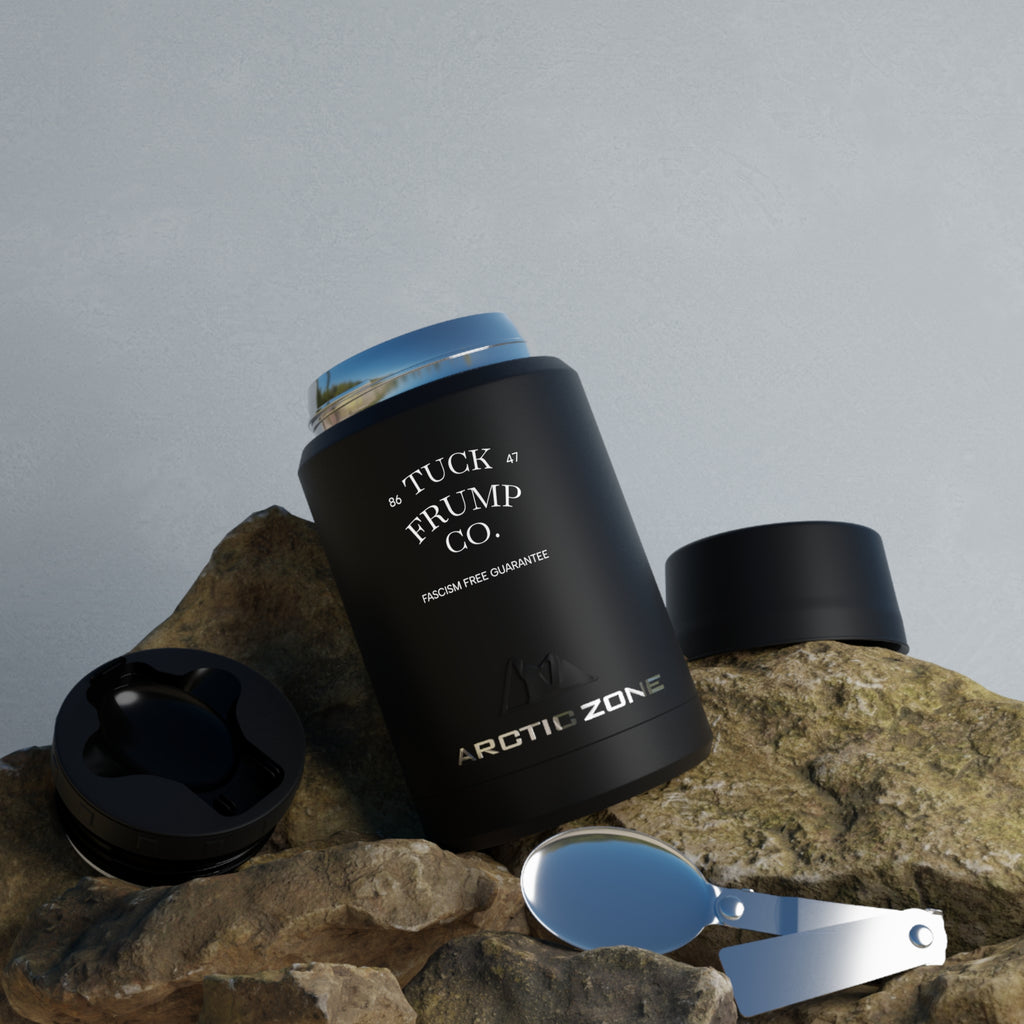 Tuck Frump Co.™ “Fascism Free” Titan Copper Insulated Food Jar – Minimalist Resistance Edition