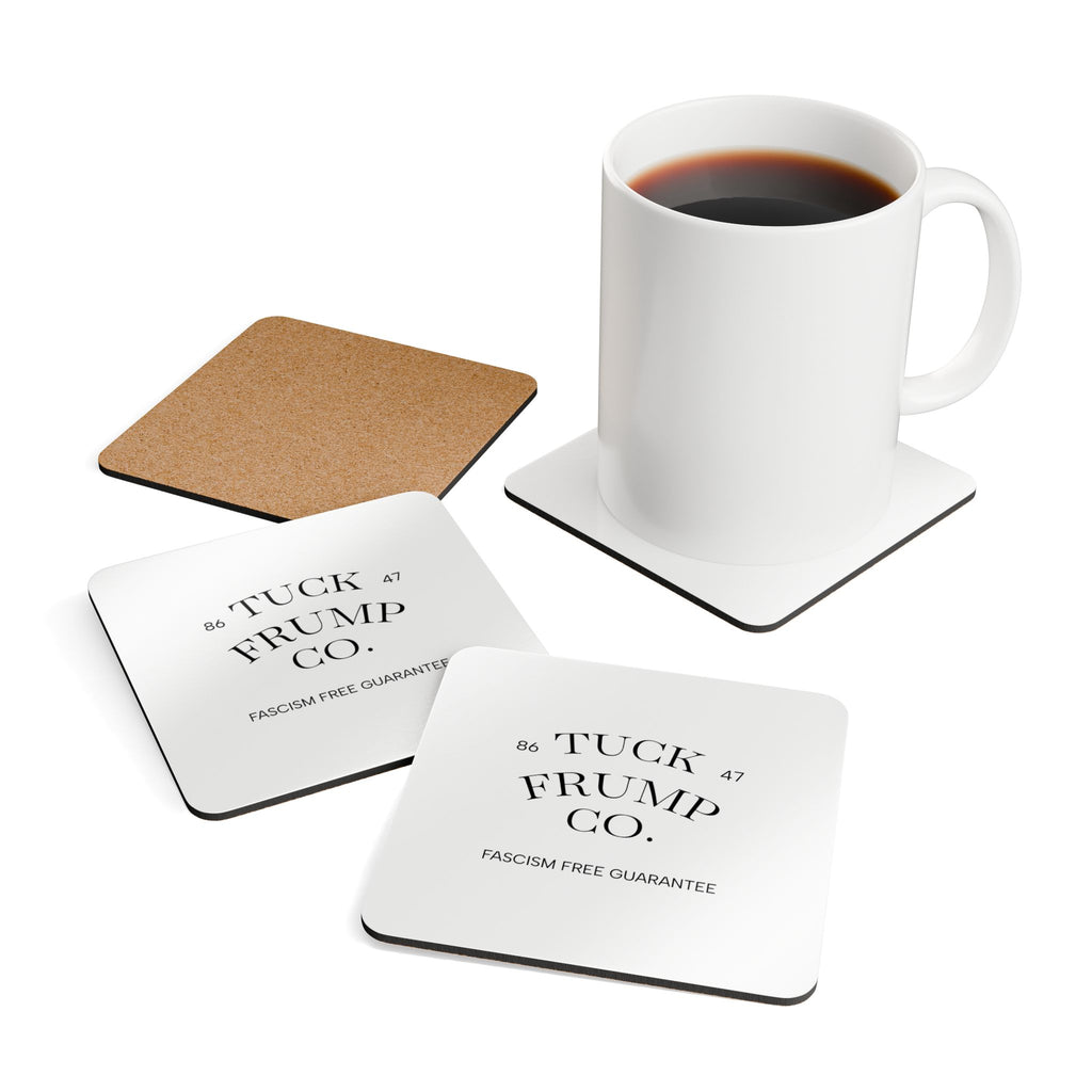 Tuck Frump Co.™ “Fascism Free” Cork-Backed Coaster Set – Set of 4