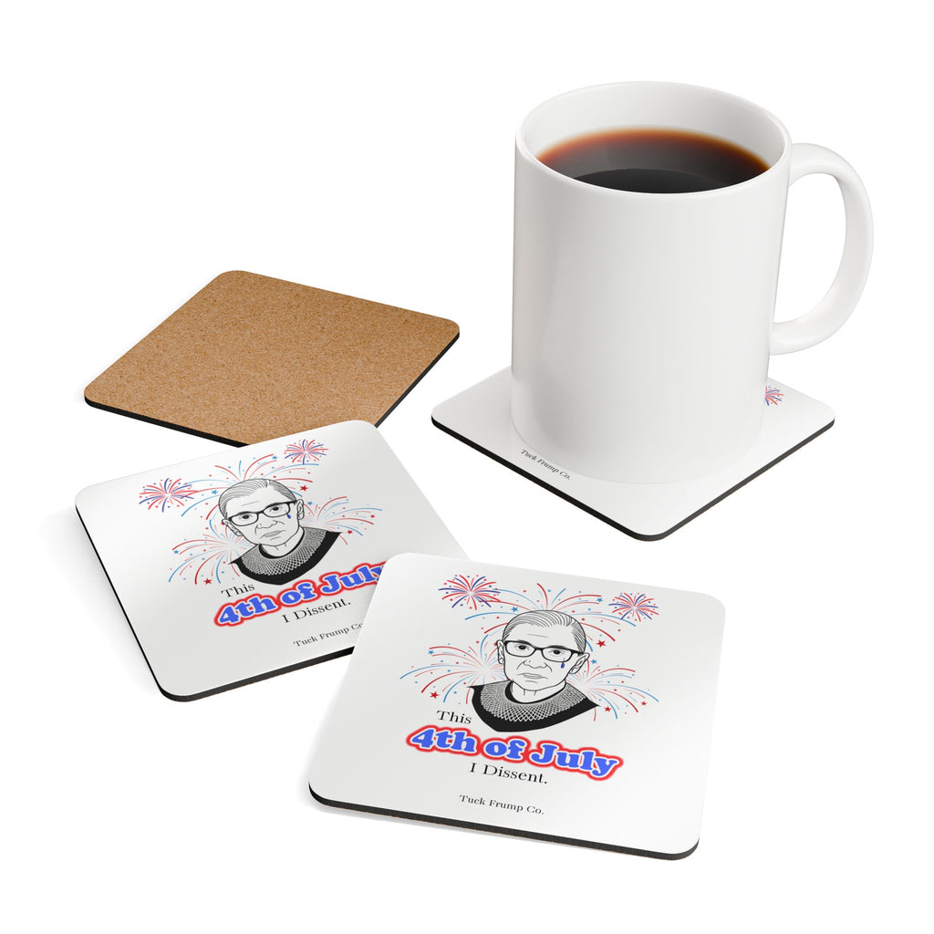 ⚖️ RBG “I Dissent” Cork Coaster Set – 4-Pack