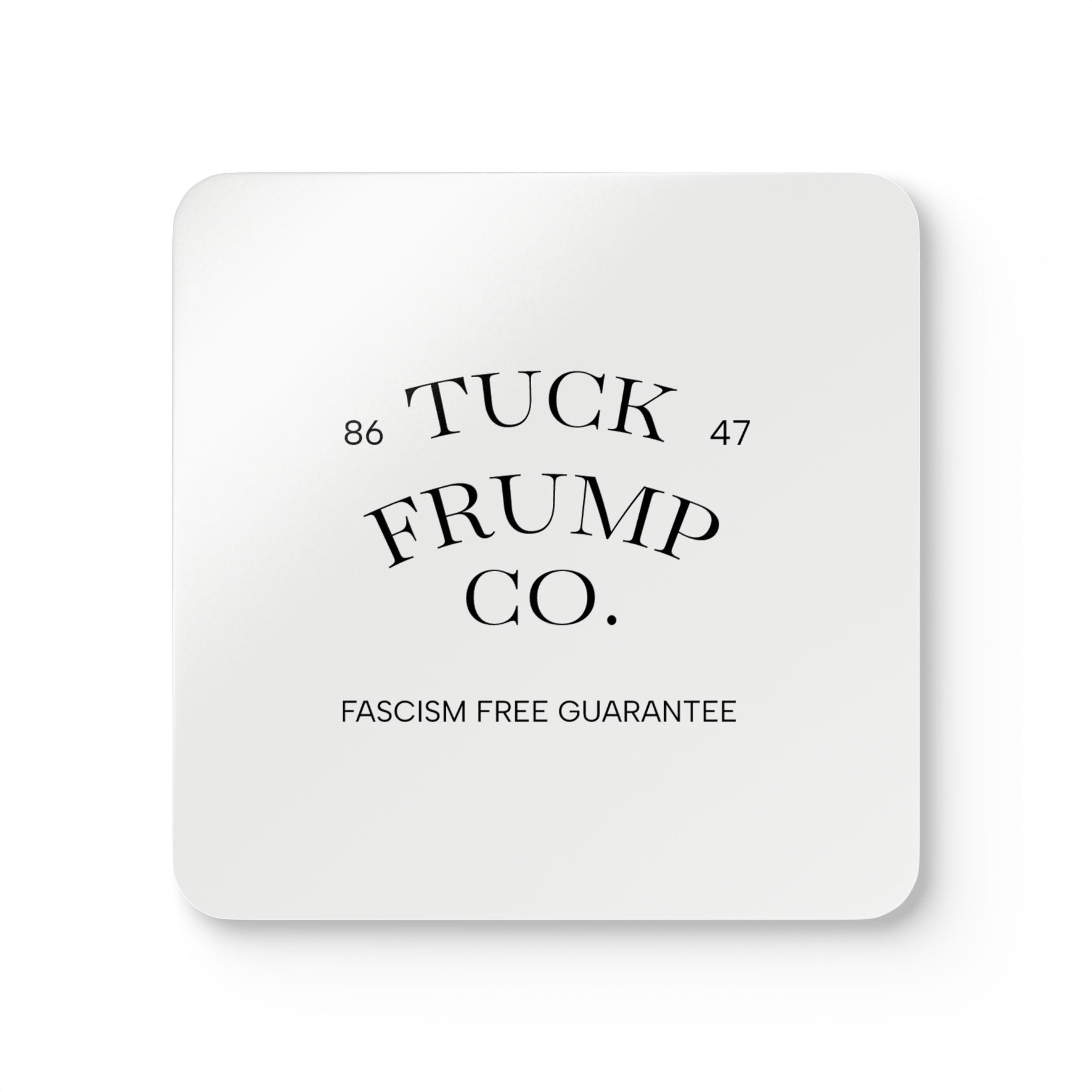 Tuck Frump Co.™ “Fascism Free” Cork-Backed Coaster Set – Set of 4