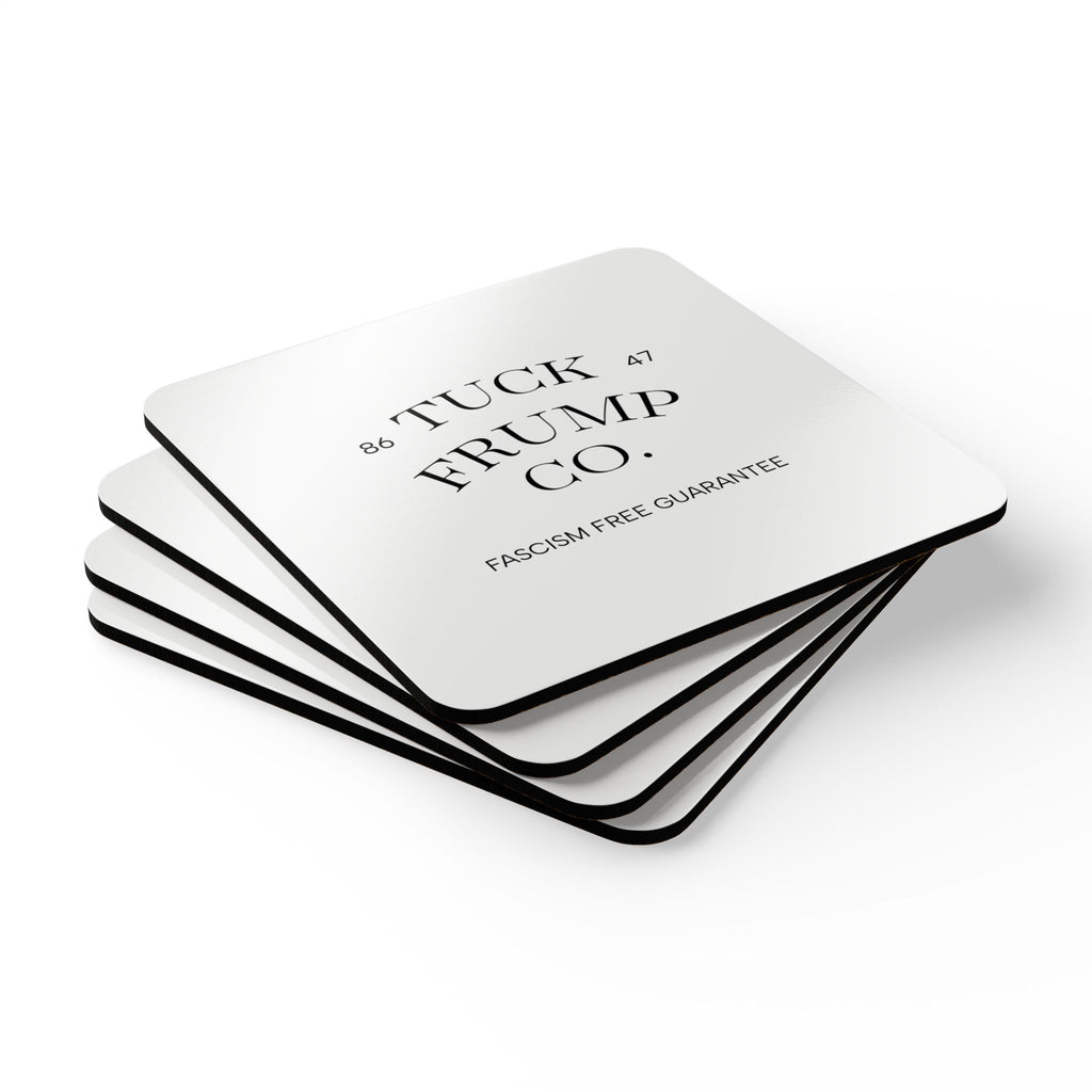 Tuck Frump Co.™ “Fascism Free” Cork-Backed Coaster Set – Set of 4