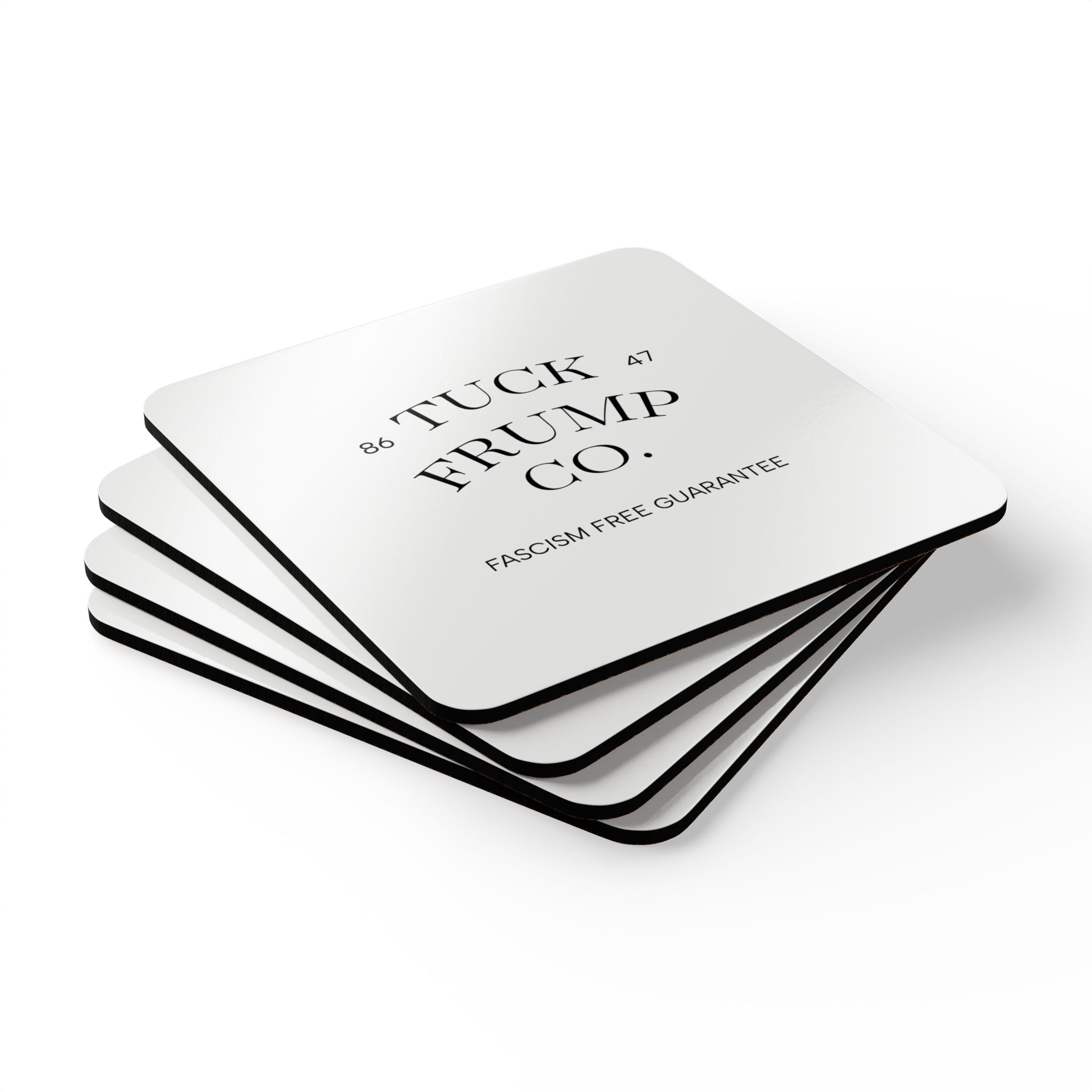 Tuck Frump Co.™ “Fascism Free” Cork-Backed Coaster Set – Set of 4