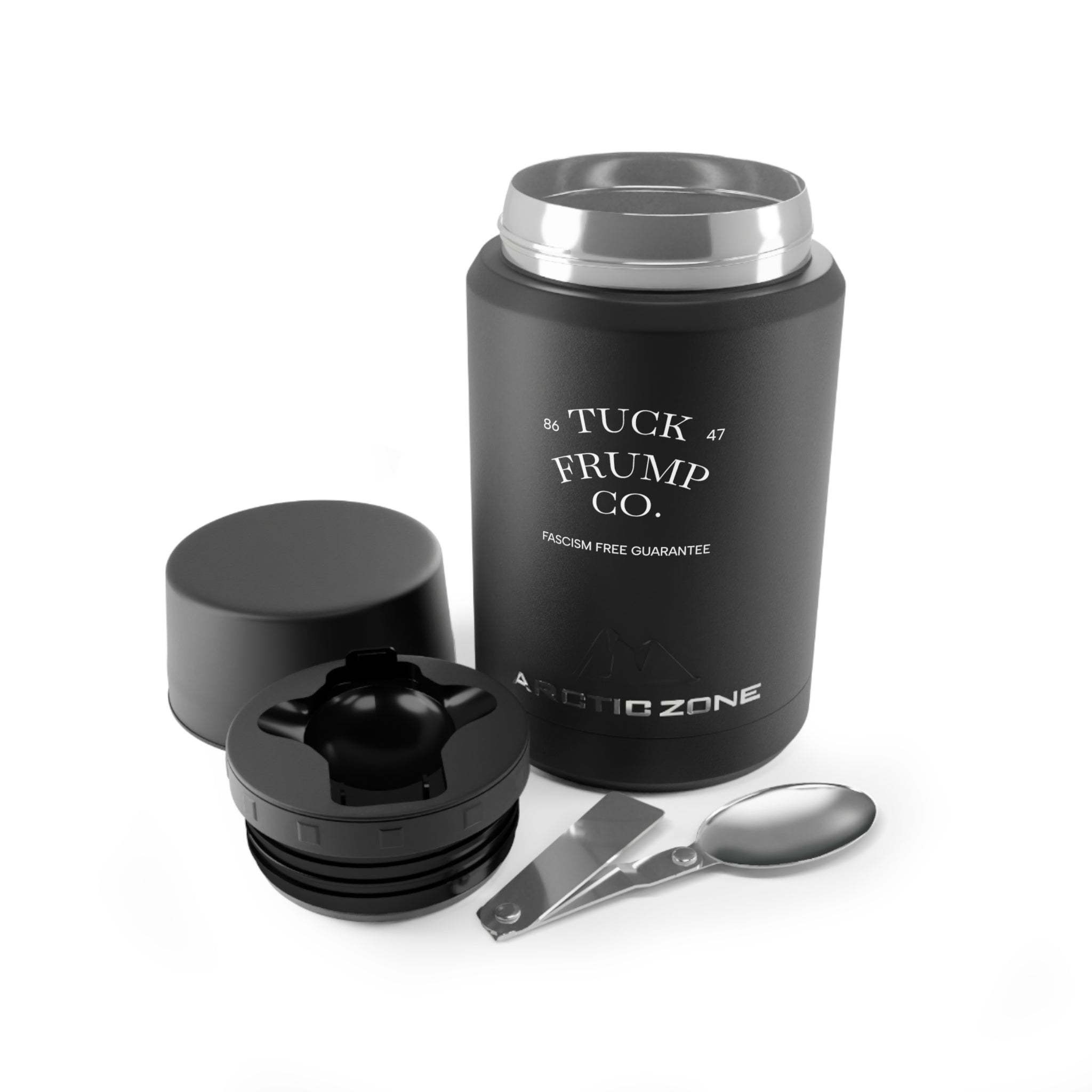Tuck Frump Co.™ “Fascism Free” Titan Copper Insulated Food Jar – Minimalist Resistance Edition